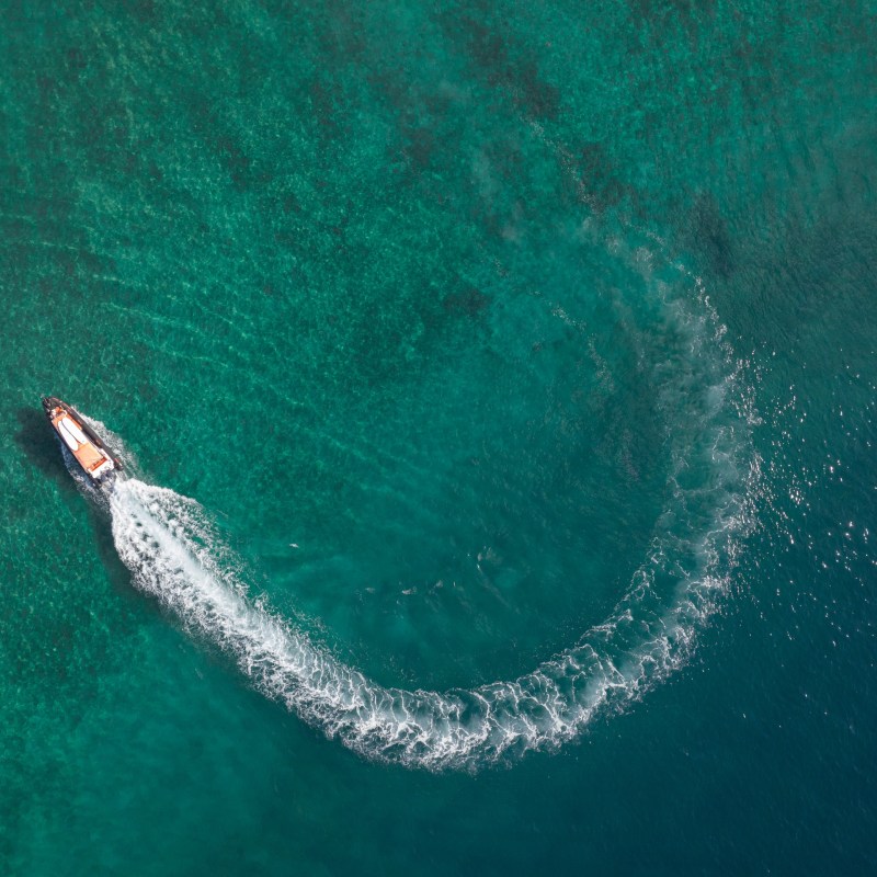 a blue and green water